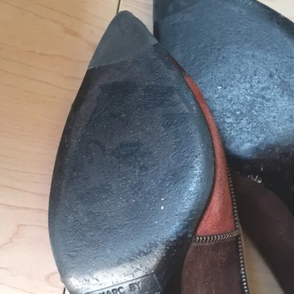 MARC BY MARK JACOBS Pumps Sz 7 Patchwork SUEDE Heel Avante Garde Career VINTAGE