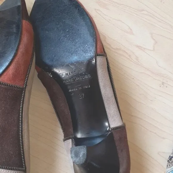 MARC BY MARK JACOBS Pumps Sz 7 Patchwork SUEDE Heel Avante Garde Career VINTAGE