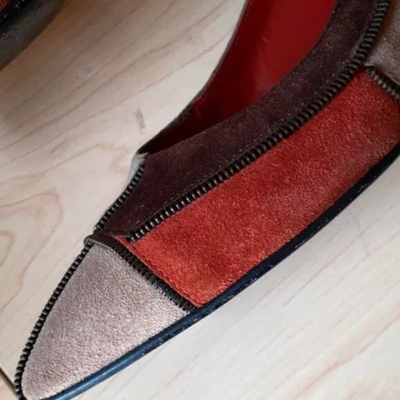 MARC BY MARK JACOBS Pumps Sz 7 Patchwork SUEDE Heel Avante Garde Career VINTAGE