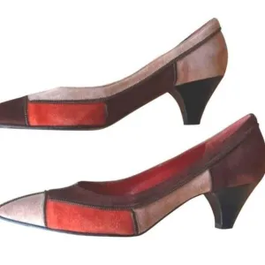 MARC BY MARK JACOBS Pumps Sz 7 Patchwork SUEDE Heel Avante Garde Career VINTAGE