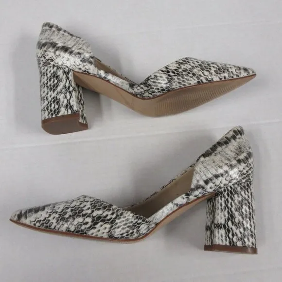 MARC FISHER Cayson Faux Snakeskin Block Heels Pumps Womens 6 Pointed Toe Shoes