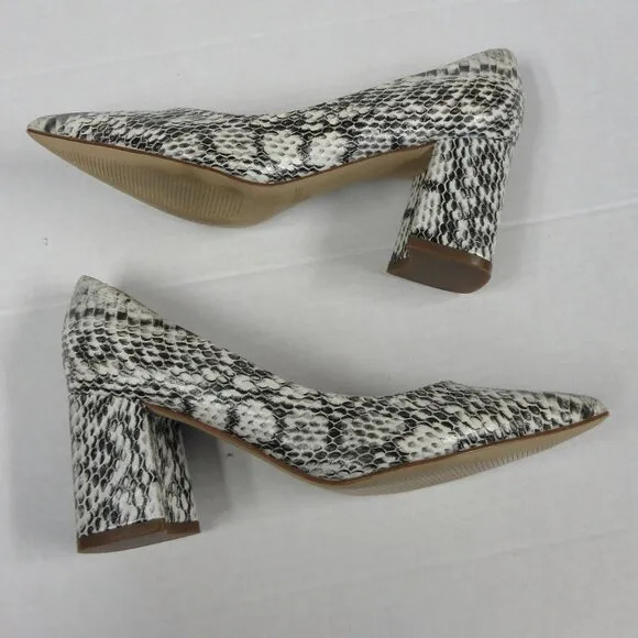 MARC FISHER Cayson Faux Snakeskin Block Heels Pumps Womens 6 Pointed Toe Shoes