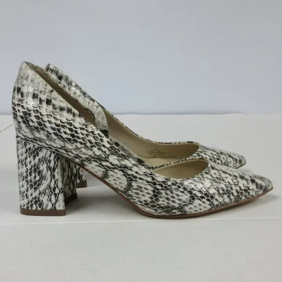 MARC FISHER Cayson Faux Snakeskin Block Heels Pumps Womens 6 Pointed Toe Shoes