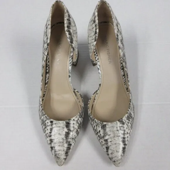 MARC FISHER Cayson Faux Snakeskin Block Heels Pumps Womens 6 Pointed Toe Shoes