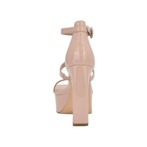Marc Fisher Frita Ankle Strap Platform Sandal in Nude Patent Size 9