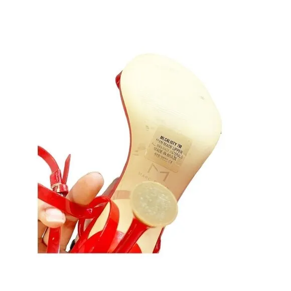 Marc Fisher LTD Calisty Red Ankle Strap Sandals Heels Size 7 M