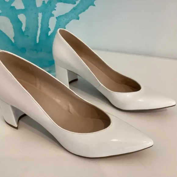 Marc Fisher Pumps Heels Patent White Leather, Size 7 New Without Box Shoes