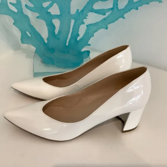 Marc Fisher Pumps Heels Patent White Leather, Size 7 New Without Box Shoes
