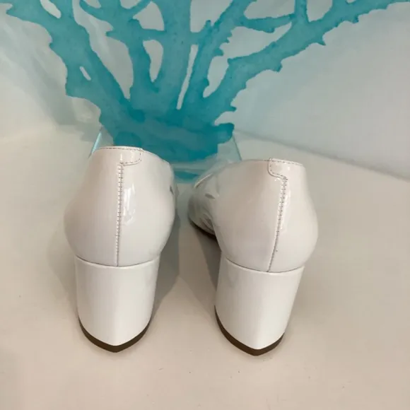 Marc Fisher Pumps Heels Patent White Leather, Size 7 New Without Box Shoes
