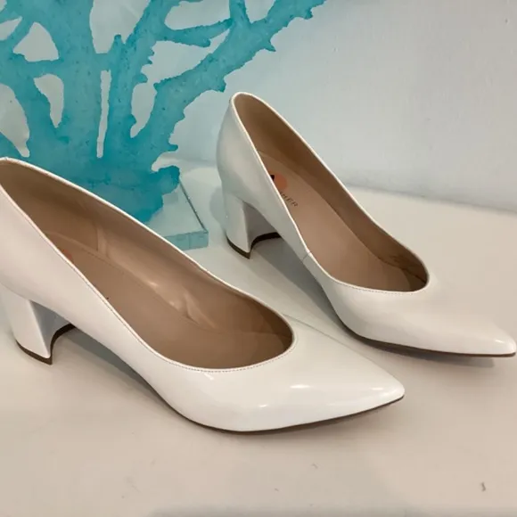 Marc Fisher Pumps Heels Patent White Leather, Size 7 New Without Box Shoes