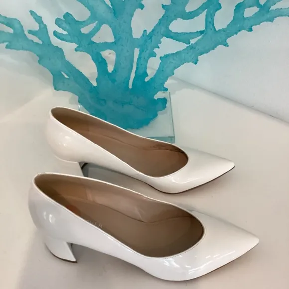 Marc Fisher Pumps Heels Patent White Leather, Size 7 New Without Box Shoes