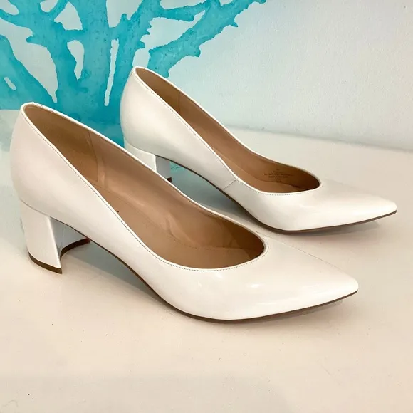 Marc Fisher Pumps Heels Patent White Leather, Size 7 New Without Box Shoes