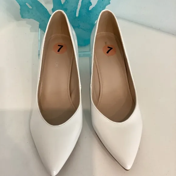 Marc Fisher Pumps Heels Patent White Leather, Size 7 New Without Box Shoes