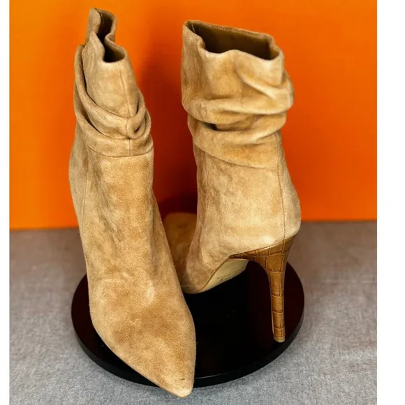 Marc Fisher Rayya Dress Boot Slouchy Bootie Brown Suede Size 6 M