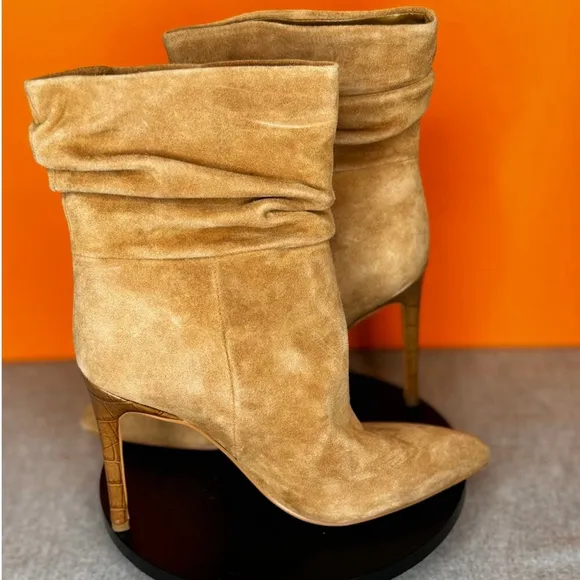 Marc Fisher Rayya Dress Boot Slouchy Bootie Brown Suede Size 6 M