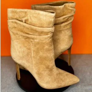 Marc Fisher Rayya Dress Boot Slouchy Bootie Brown Suede Size 6 M