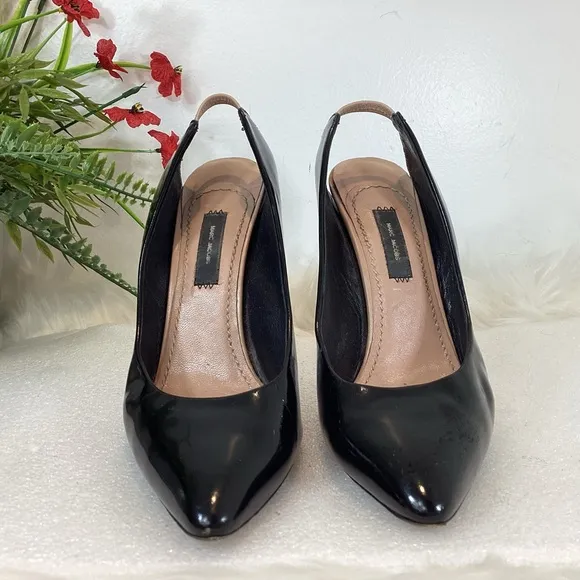 MARC JACOBS PATENT LEATHER SLINGBACK POINT TOE SHOES EUR SZ 38 US 8