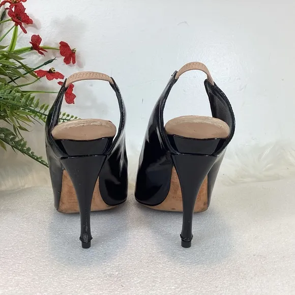 MARC JACOBS PATENT LEATHER SLINGBACK POINT TOE SHOES EUR SZ 38 US 8