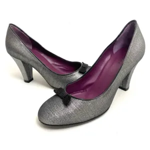 Marc Jacobs Pumps Heels Womens Shoes Size 7 / 37 Silver Black Bow Made in Italy