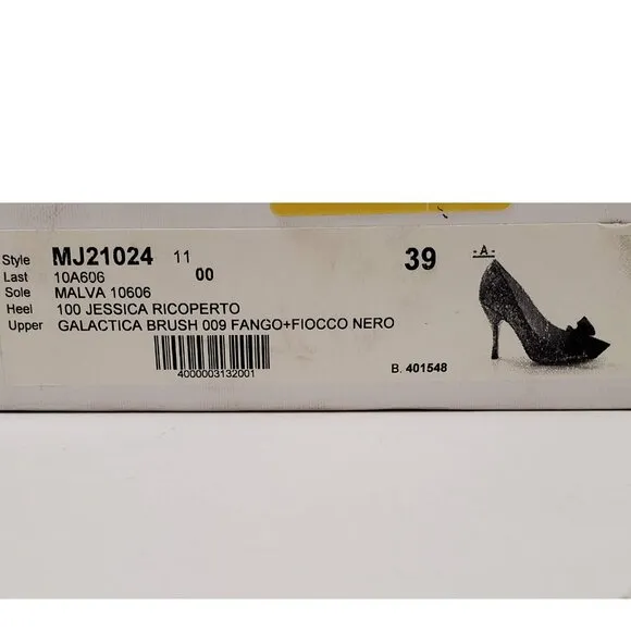MARC JACOBS SHOES GLITTER GALACTICA GROSGRAIN BOW PUMPS sz IT 39 US 9