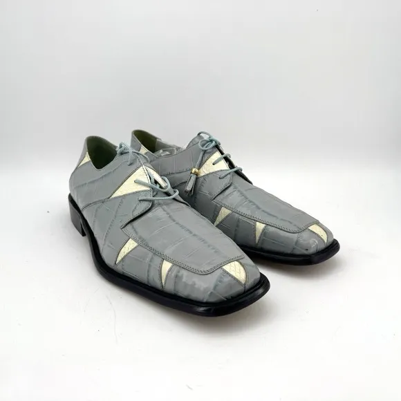 Marco Vicci Dress Shoes Mens Size 12 Light Blue Gray Snake Clayton Skin New