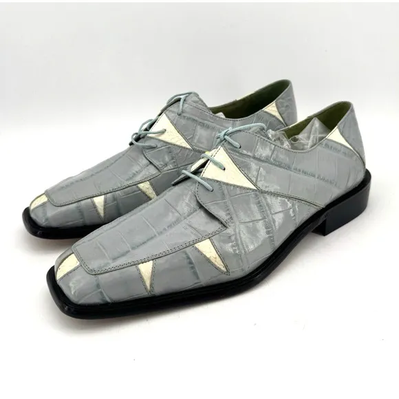 Marco Vicci Dress Shoes Mens Size 12 Light Blue Gray Snake Clayton Skin New