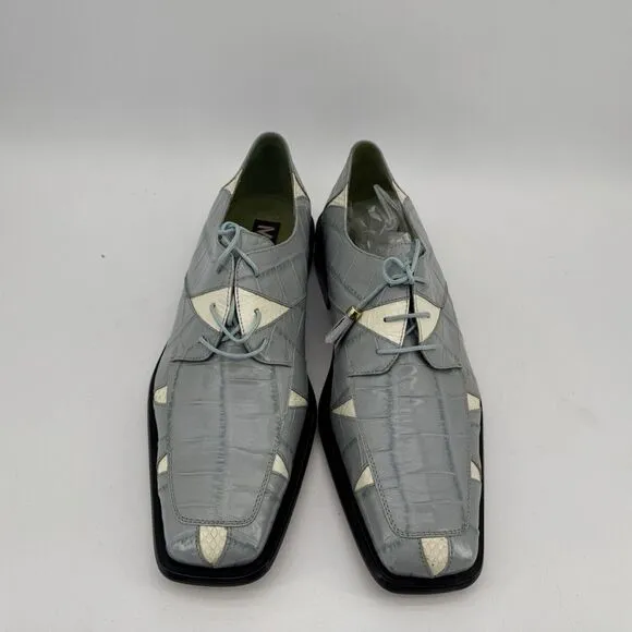 Marco Vicci Dress Shoes Mens Size 12 Light Blue Gray Snake Clayton Skin New