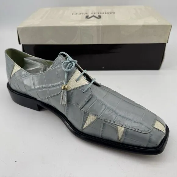 Marco Vicci Dress Shoes Mens Size 12 Light Blue Gray Snake Clayton Skin New