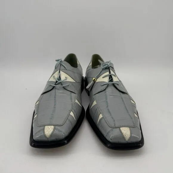 Marco Vicci Dress Shoes Mens Size 12 Light Blue Gray Snake Clayton Skin New