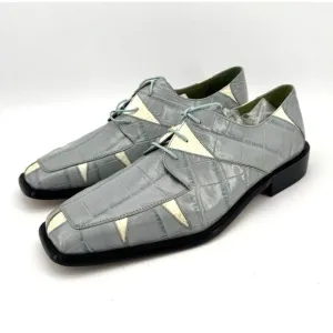 Marco Vicci Dress Shoes Mens Size 12 Light Blue Gray Snake Clayton Skin New