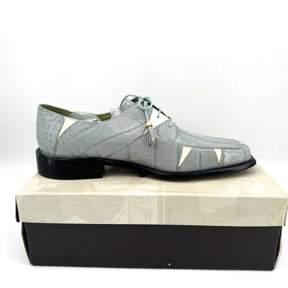 Marco Vicci Dress Shoes Mens Size 12 Light Blue Gray Snake Clayton Skin New