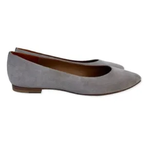 Margaux The Point Gray Suede Leather Ballet Flat Slip On Loafer Shoe SZ 39
