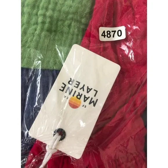 Marine Layer Corinne Dress Sleeveless Tiered Maxi Rainbow Colorblock NWT XL