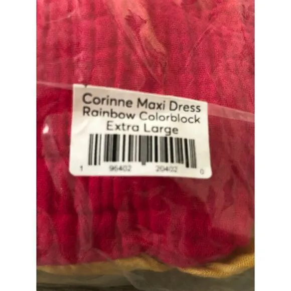 Marine Layer Corinne Dress Sleeveless Tiered Maxi Rainbow Colorblock NWT XL