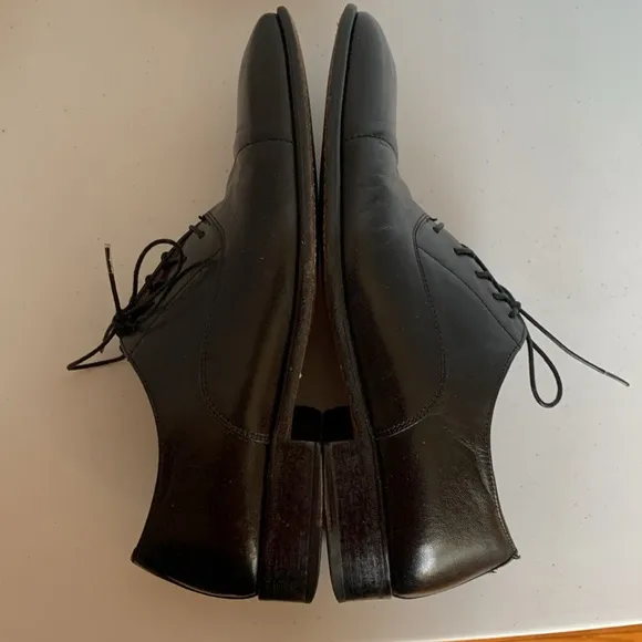 Massimo Emporio Mens 10.5 M Black Leather Cap Toe Oxford Dress shoes Lace Up