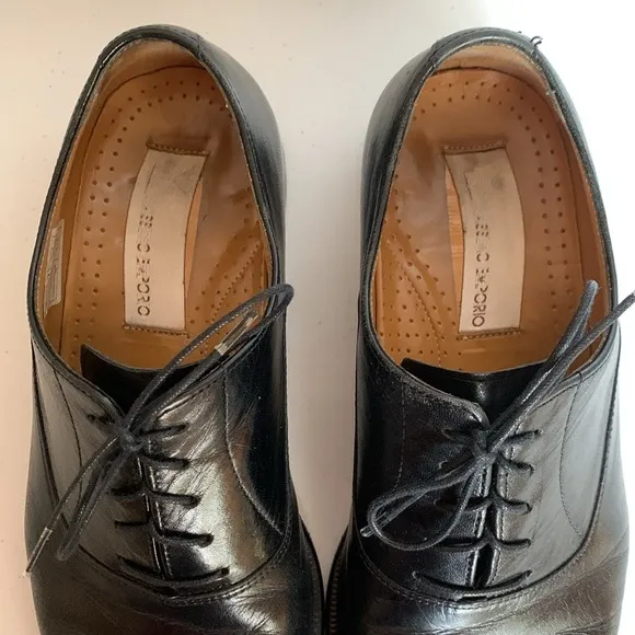 Massimo Emporio Mens 10.5 M Black Leather Cap Toe Oxford Dress shoes Lace Up