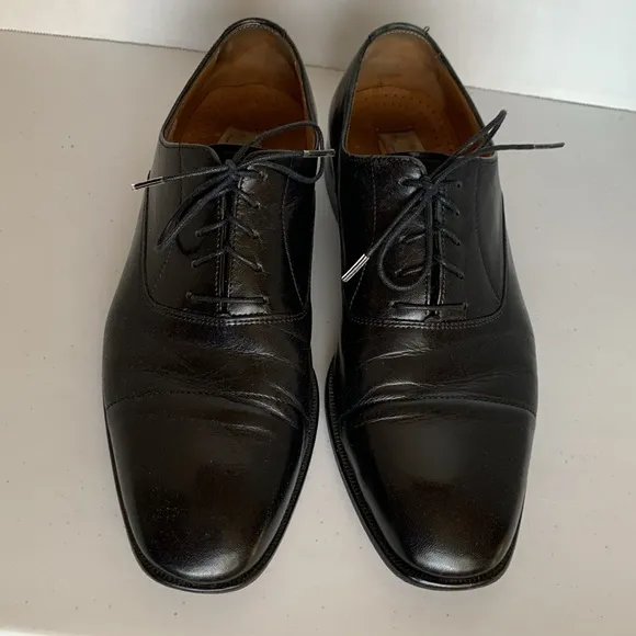 Massimo Emporio Mens 10.5 M Black Leather Cap Toe Oxford Dress shoes Lace Up