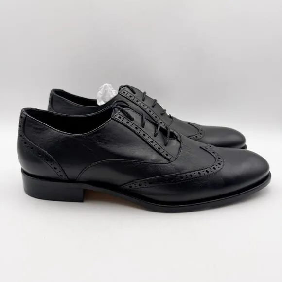 Massimo Matteo Mens Corazzano Wing Tip Dress Shoe US 10.5M Black Leather NIB