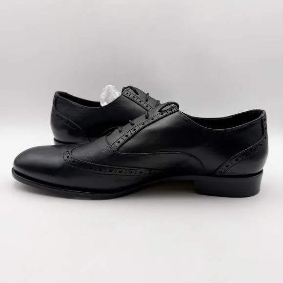 Massimo Matteo Mens Corazzano Wing Tip Dress Shoe US 10.5M Black Leather NIB