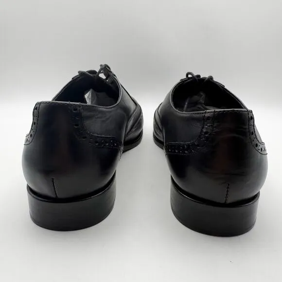 Massimo Matteo Mens Corazzano Wing Tip Dress Shoe US 10.5M Black Leather NIB
