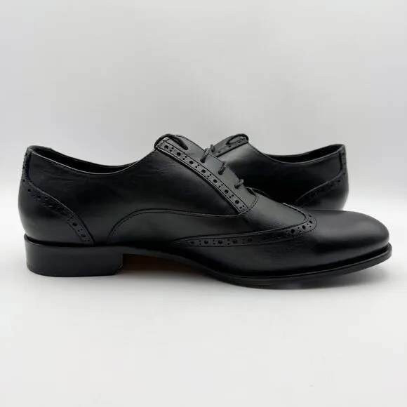 Massimo Matteo Mens Corazzano Wing Tip Dress Shoe US 10.5M Black Leather NIB