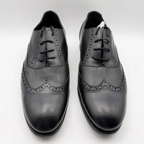 Massimo Matteo Mens Corazzano Wing Tip Dress Shoe US 10.5M Black Leather NIB