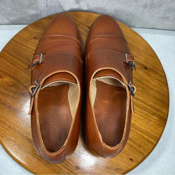 Meermin Mallorca Double Monk Strap Leather Dress Shoes Sz 8 Goodyear Welted