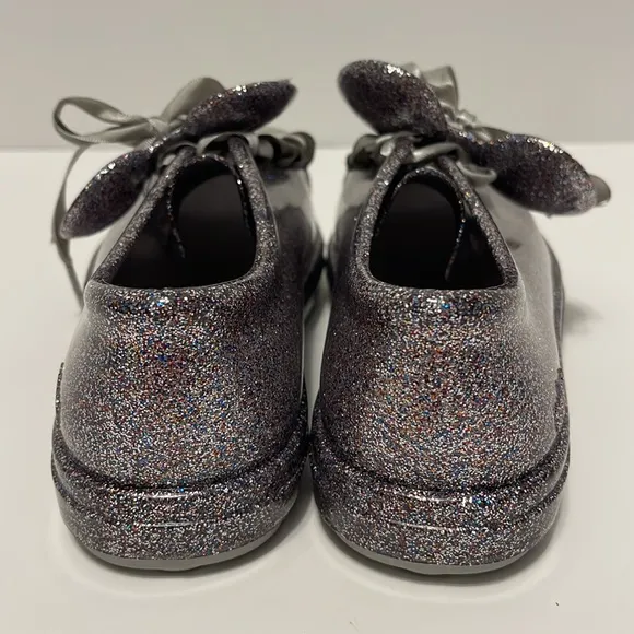 Mel by Melissa Minnie Mouse Glitter Lace Up Jelly Shoes Girl’s Size 3 Silver