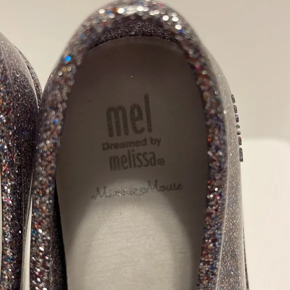 Mel by Melissa Minnie Mouse Glitter Lace Up Jelly Shoes Girl’s Size 3 Silver