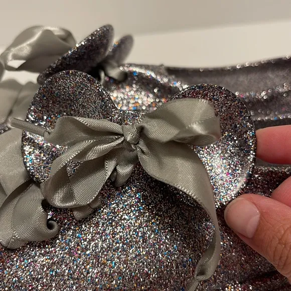 Mel by Melissa Minnie Mouse Glitter Lace Up Jelly Shoes Girl’s Size 3 Silver