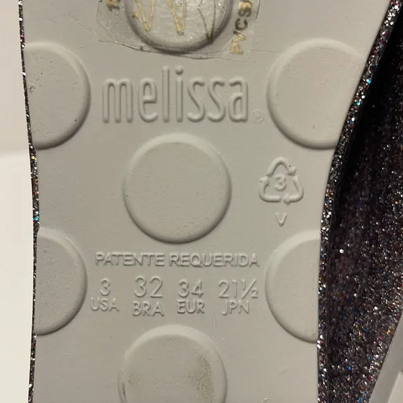 Mel by Melissa Minnie Mouse Glitter Lace Up Jelly Shoes Girl’s Size 3 Silver