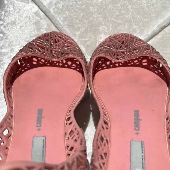 Melissa   Campana Papel Glitter Pink Jelly Flat Shoes