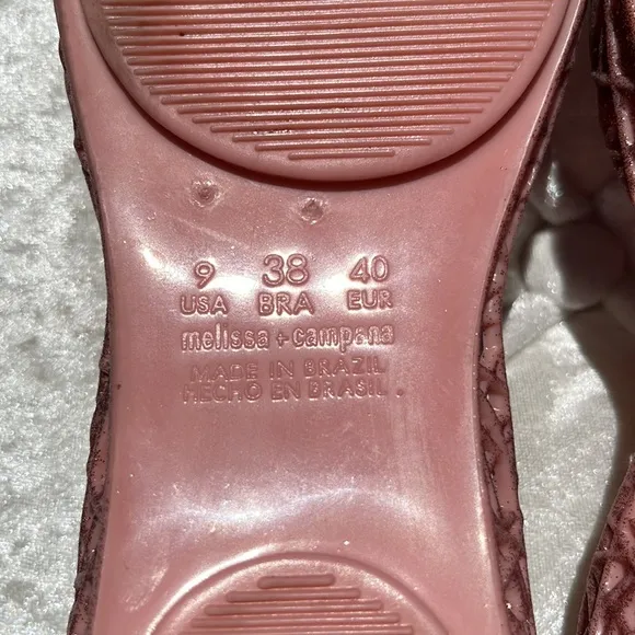 Melissa   Campana Papel Glitter Pink Jelly Flat Shoes