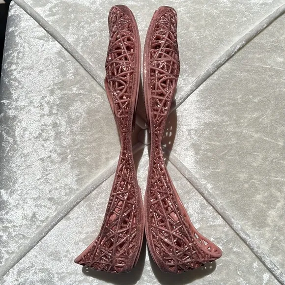 Melissa   Campana Papel Glitter Pink Jelly Flat Shoes
